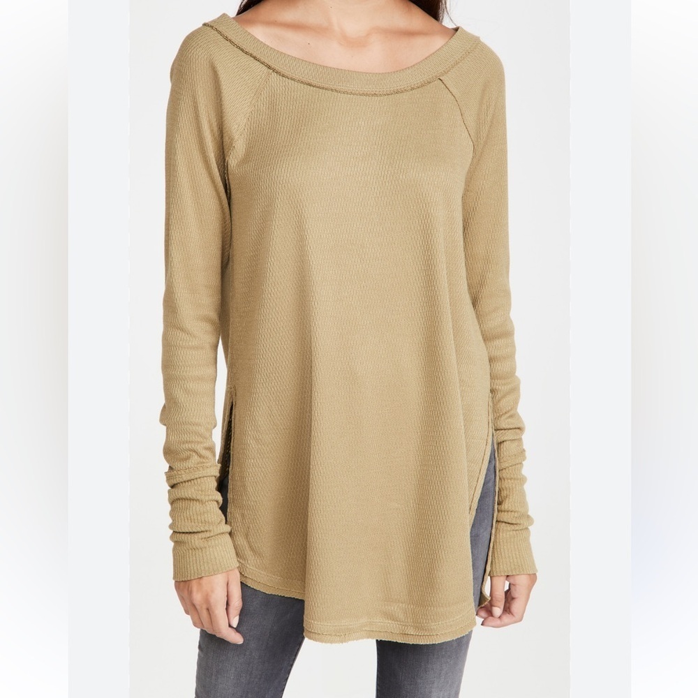 We the free snowy thermal tan tunic top size large
